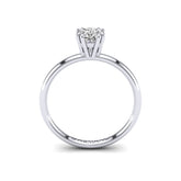 Gabriano Ivona 8 tırnaklı tektaş yüzük; GIA-HRD sertifikalı cushion pırlanta ve beyaz altın montürün yandan görünüşü